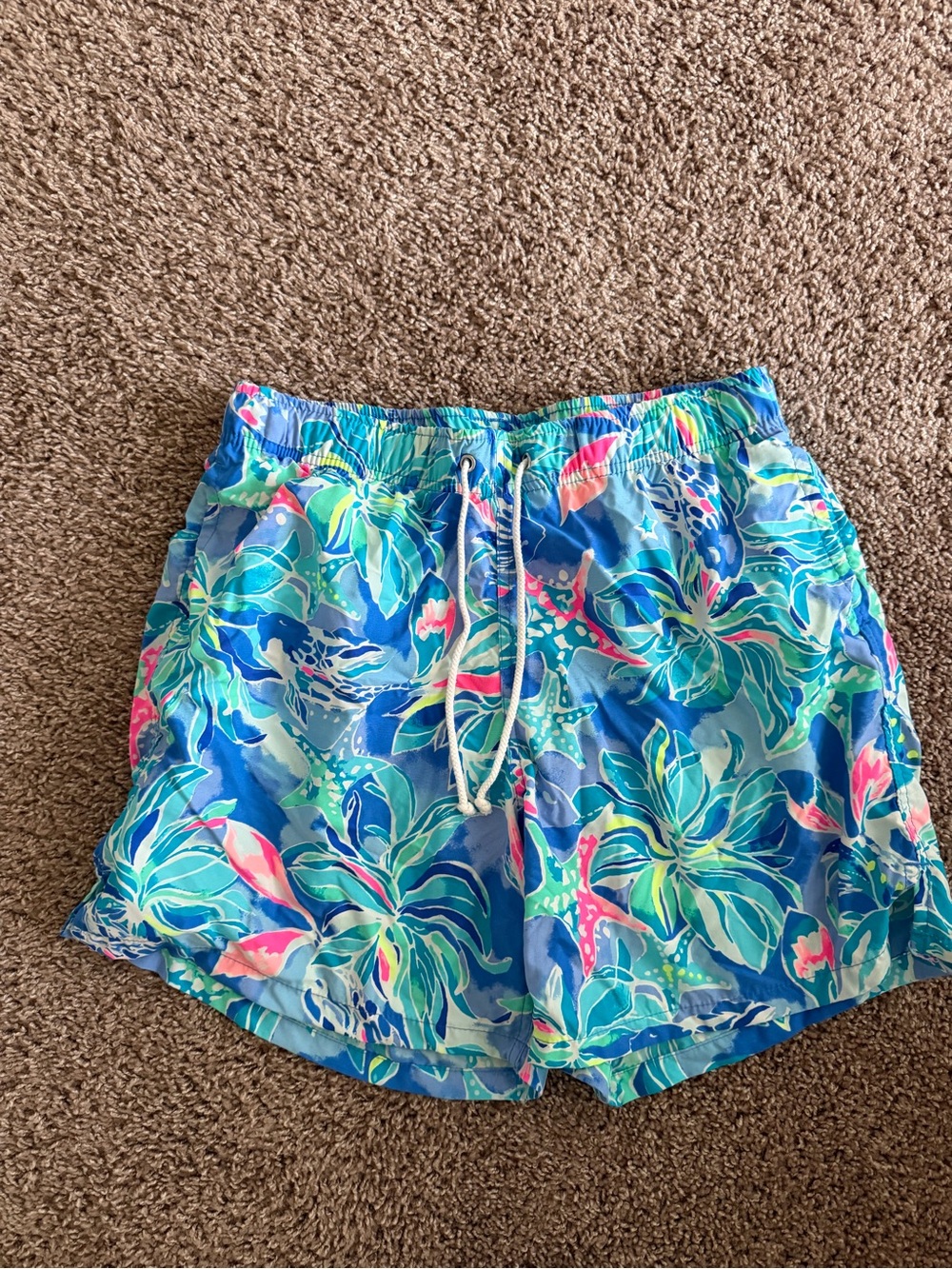 Lilly Pulitzer Blue Teal and Lime Men's Capri Trunk